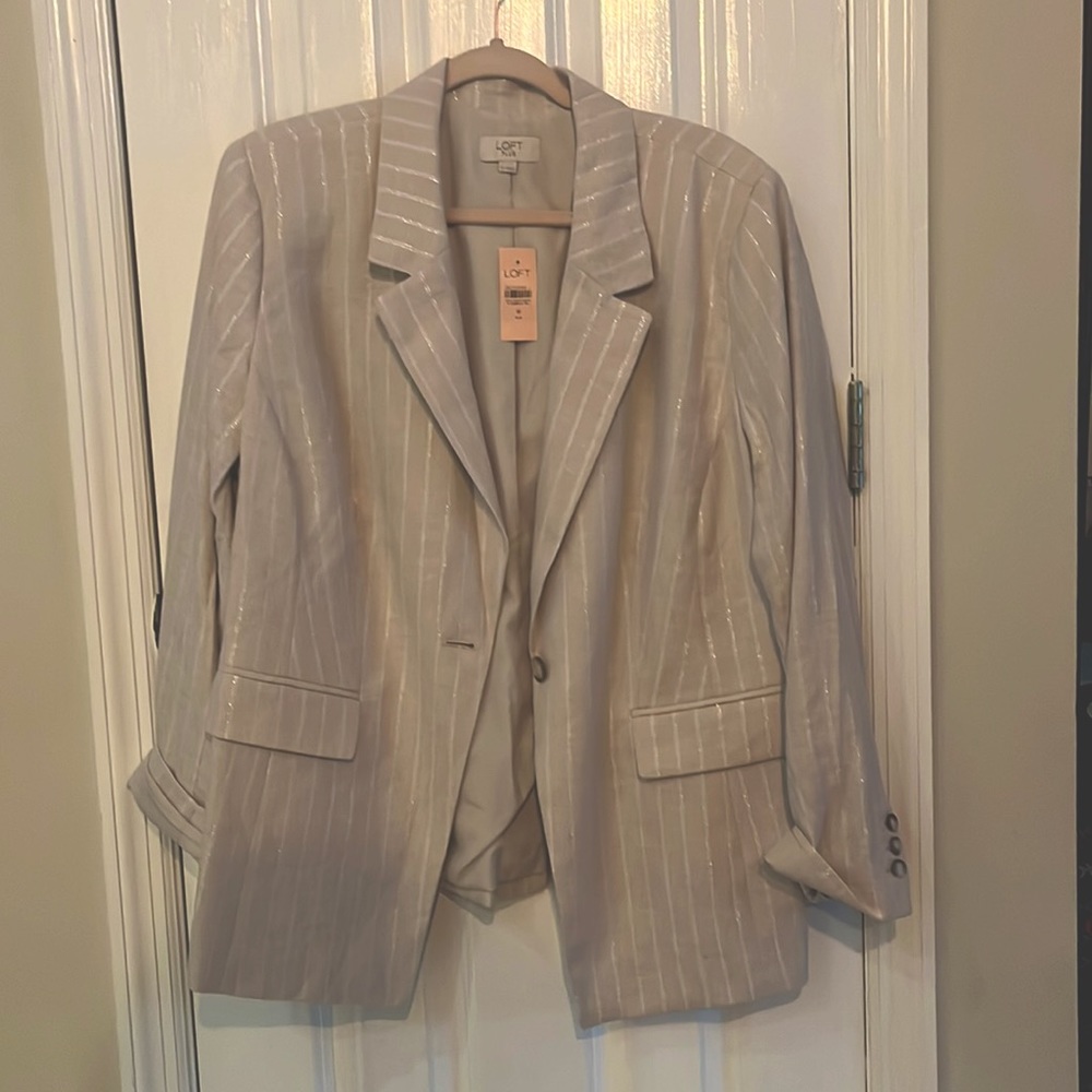 LOFT Gray Pinstripe Blazer